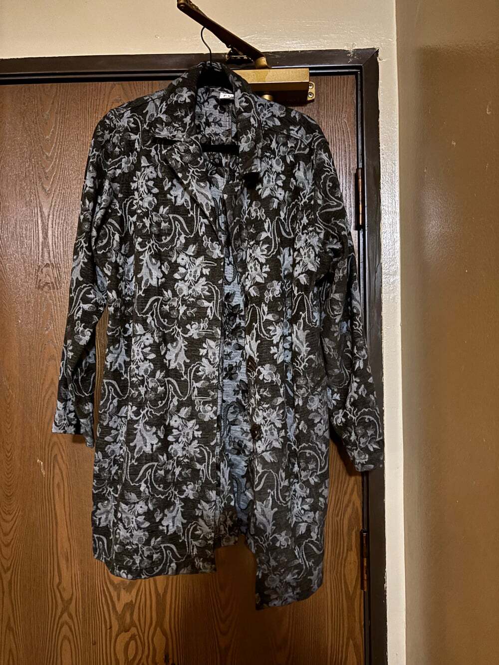 Vintage Color Me Cotton Blue/ Brown Unique Whimsy Floral Embroidered Jacket